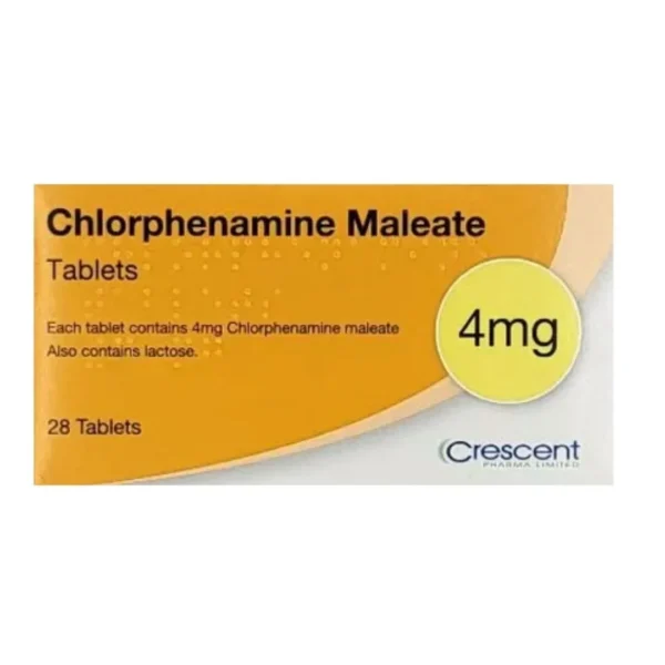 Chlorphenamine Maleate 4 mg Tablets 28-Treats Hives/Hay Fever/Eczema