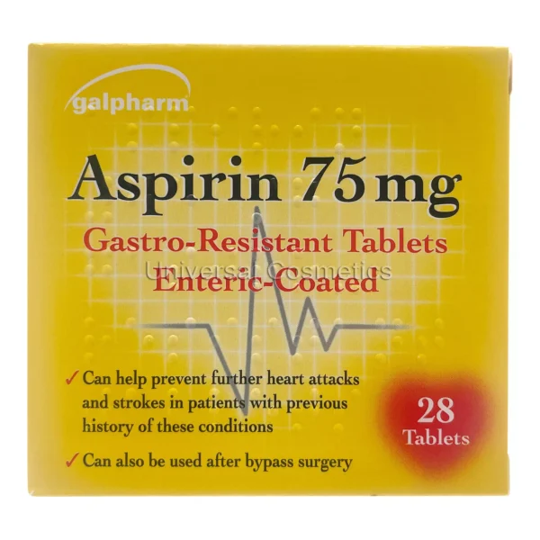 ASPIRN 75mg GASTRO-RESISTANT CARDIO HEART PAIN RELIEF ENTERIC COATED-28Tabs